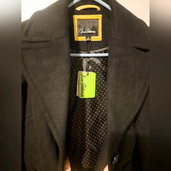 Sam Edelman Twill Walker Wool Blend Black Coat 8 - Picture 4 of 9